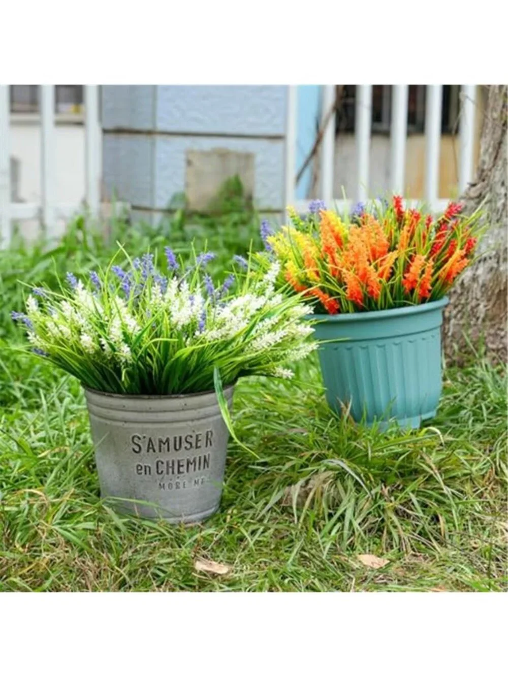 Artificial Lavender Flowers UV Resistant Fake Outdoor Plants Decor 20 Bundles